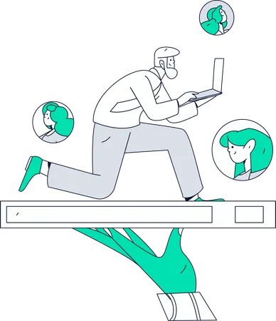 Boy checking staff profile  Illustration