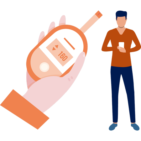 Boy checking sugar level  Illustration