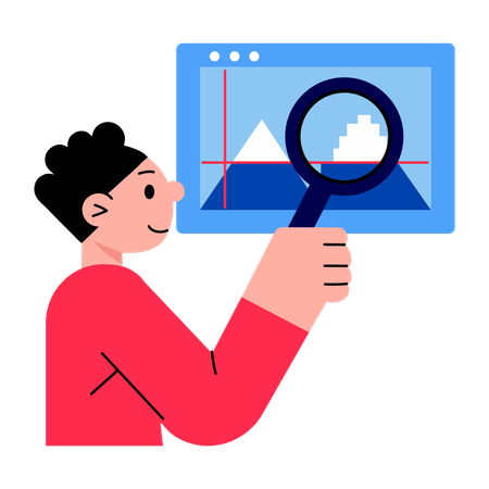 Boy checking website review  Illustration