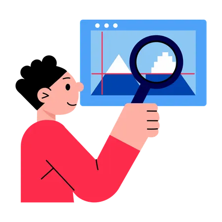Boy checking website review  Illustration