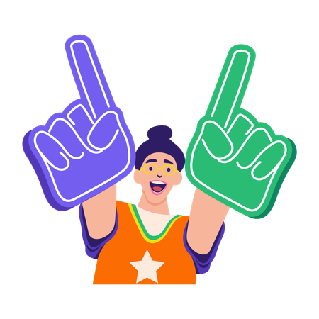 Boy cheering favourite team  Illustration