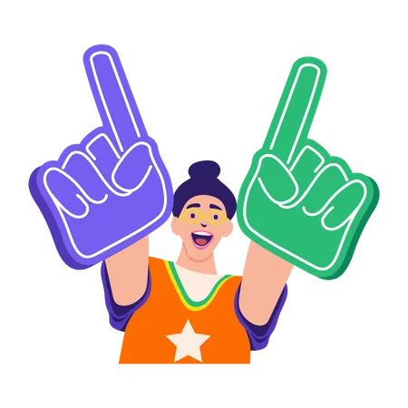 Boy cheering favourite team  Illustration