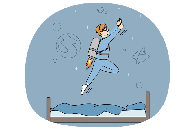 Boy child dream of becoming astronaut  Illustration