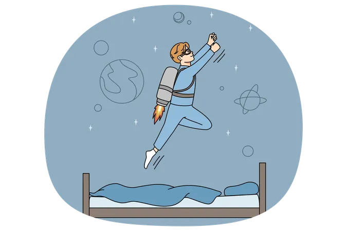 Boy child dream of becoming astronaut  Illustration