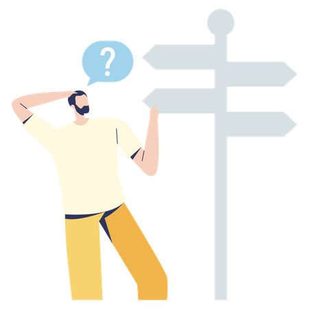 Boy choose Wrong Direction  Illustration