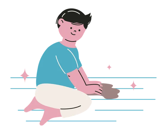 Boy Clean his Space  Illustration