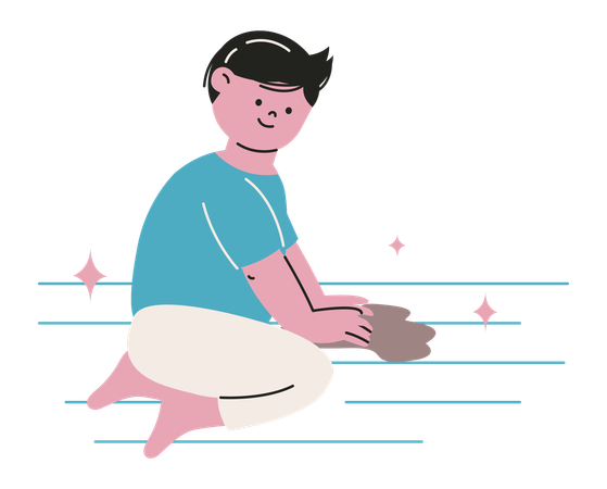 Boy Clean his Space  Illustration