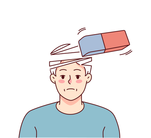 Boy cleaning his mind  Illustration