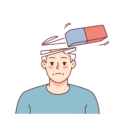 Boy cleaning his mind  Illustration