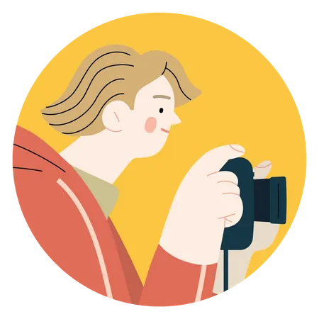 Boy clicking photo with camera  Illustration