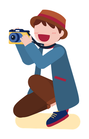 Boy Clicking Picture Illustration