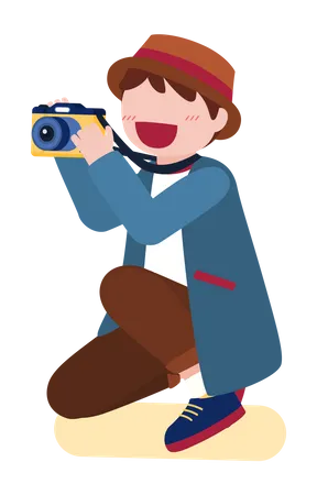 Boy Clicking Picture  Illustration