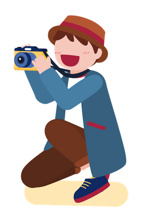 Boy Clicking Picture  Illustration