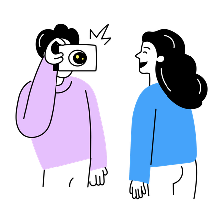 Boy Clicking pictures of girl  Illustration