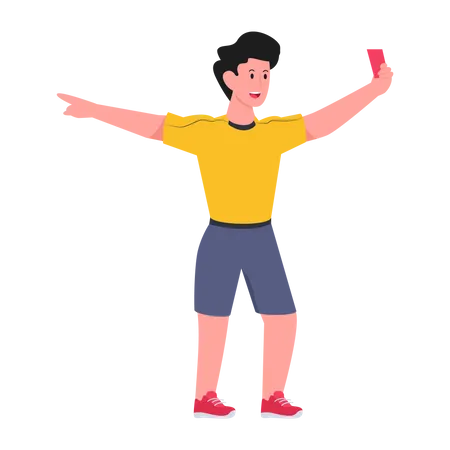 Boy clicking selfie  Illustration