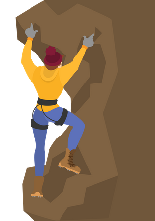 Boy climbing mountain Illustration