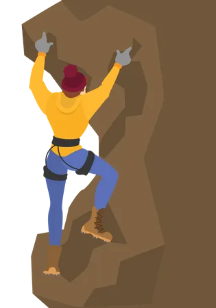 Boy climbing mountain Illustration