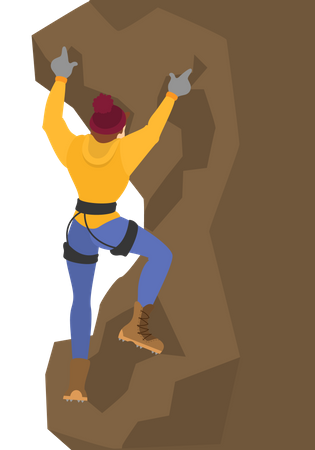 Boy climbing mountain  Illustration