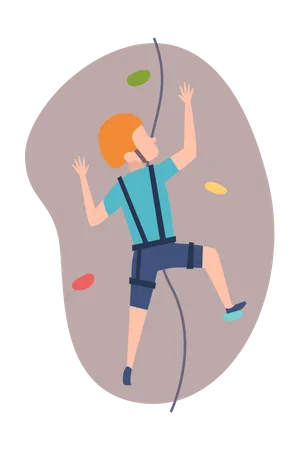 Boy climbing rock Illustration