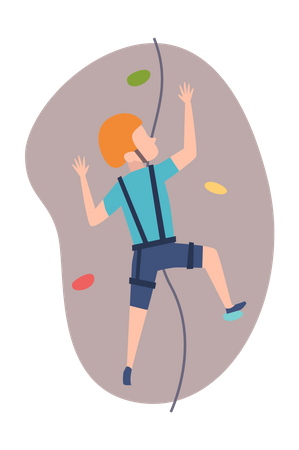 Boy climbing rock  Illustration