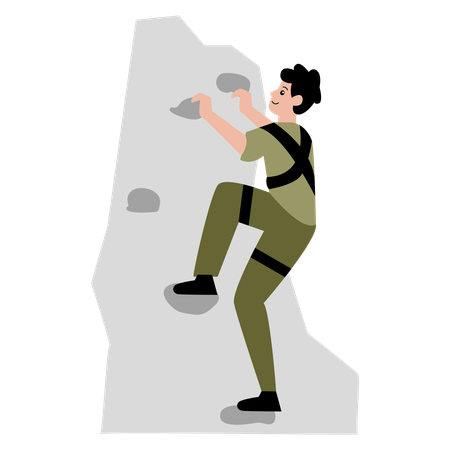 Boy Climbing wall scene  Illustration