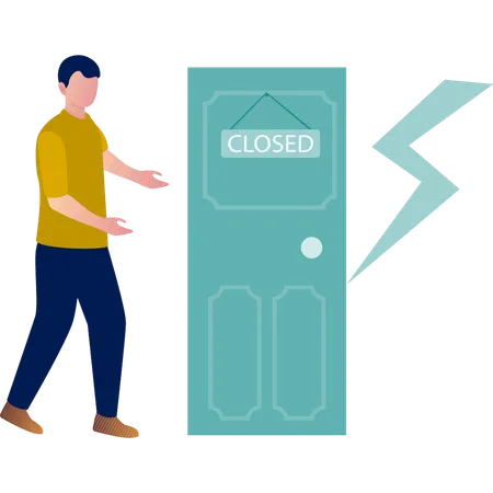 Boy closed electricity room door  Illustration