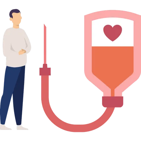 Boy collecting blood donation  Illustration