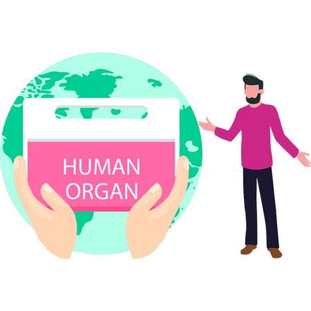 Boy collecting human organ donation  Illustration