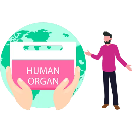 Boy collecting human organ donation  Illustration