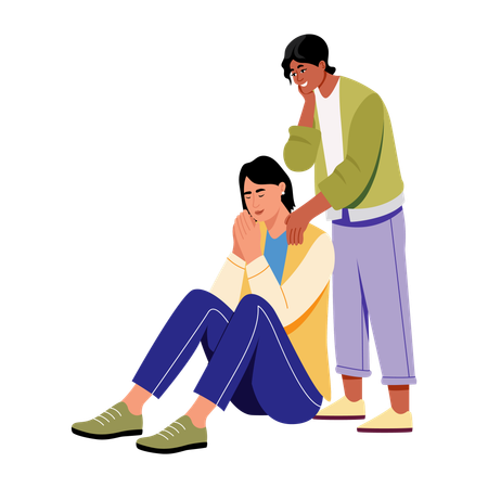 Boy comforting his friend  Illustration