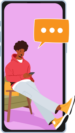 Boy communicate on mobile phone  Illustration