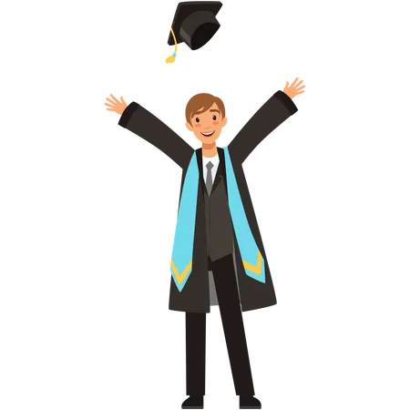 Happy International Graduates With Diplomas And Graduation Hats Vector Illustration Illustration Of University And School Happy Graduate Students Illustration