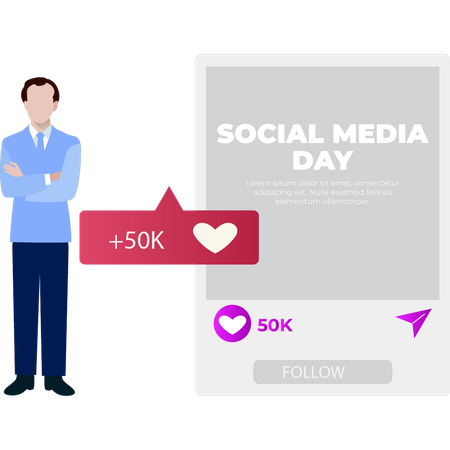 Boy compte 50 000 abonnés sur les réseaux sociaux  Illustration