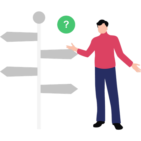 Boy Confused About Direction  Illustration
