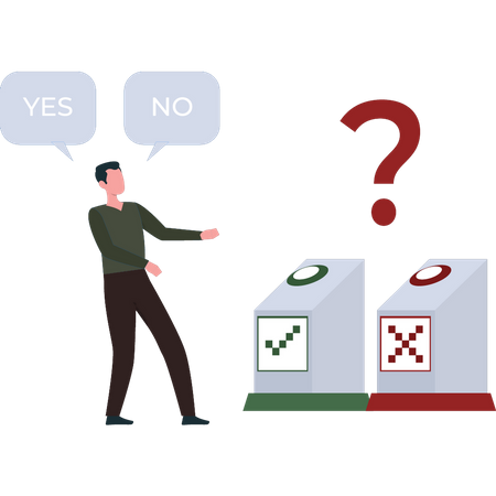 Boy confused about yes or no  Illustration