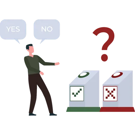 Boy confused about yes or no  イラスト