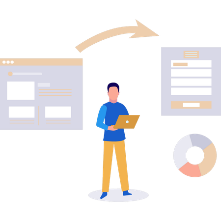 Boy convertit le fichier de page Web en compte utilisateur  Illustration