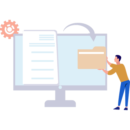 Boy convertit le fichier doc en dossier  Illustration