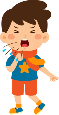 Boy coughing  Illustration