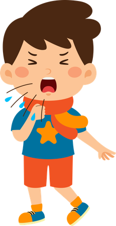 Boy coughing  Illustration