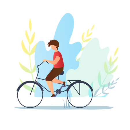 Boy cycling Illustration