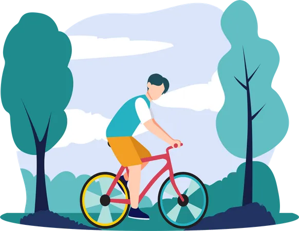 Boy cycling  Illustration