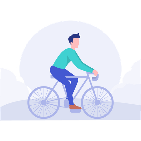 Boy cycling for fitness Illustration