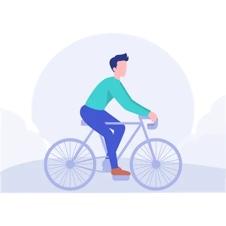 Boy cycling for fitness  Illustration