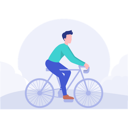 Boy cycling for fitness  Illustration