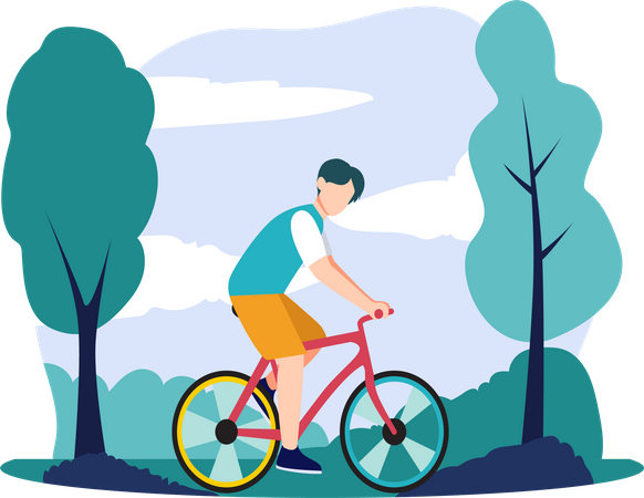 Boy cycling  Illustration