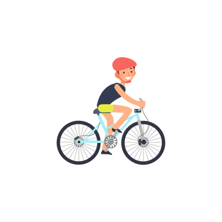 Boy cycling on road  Illustration