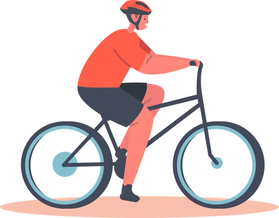 Boy Cyclist Character Riding Bike Isolated On White Background Bicycle Active Sport Life And Healthy Lifestyle Activity Bike Rider Child Learn To Ride Bicycle Cartoon People Vector Illustration Illustration
