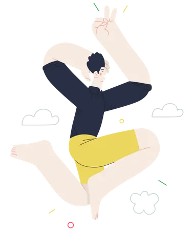 Boy dancing and jumping Illustration