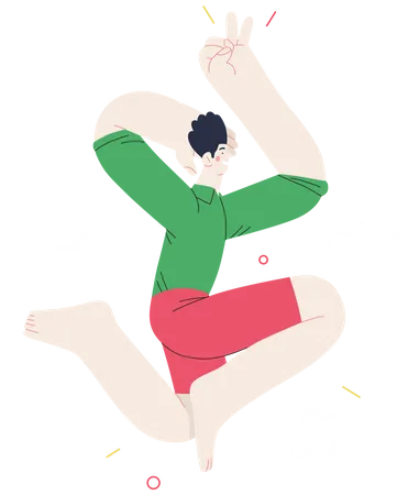 Boy dancing and jumping Illustration